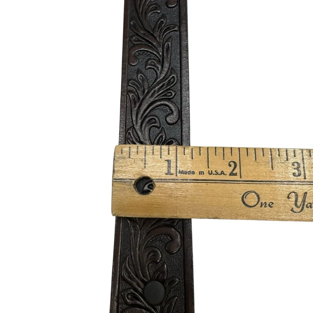 Tony Lama Kids LITTLE TEXAS Tooled Leather Western Belt USA Size 28 Top Grain